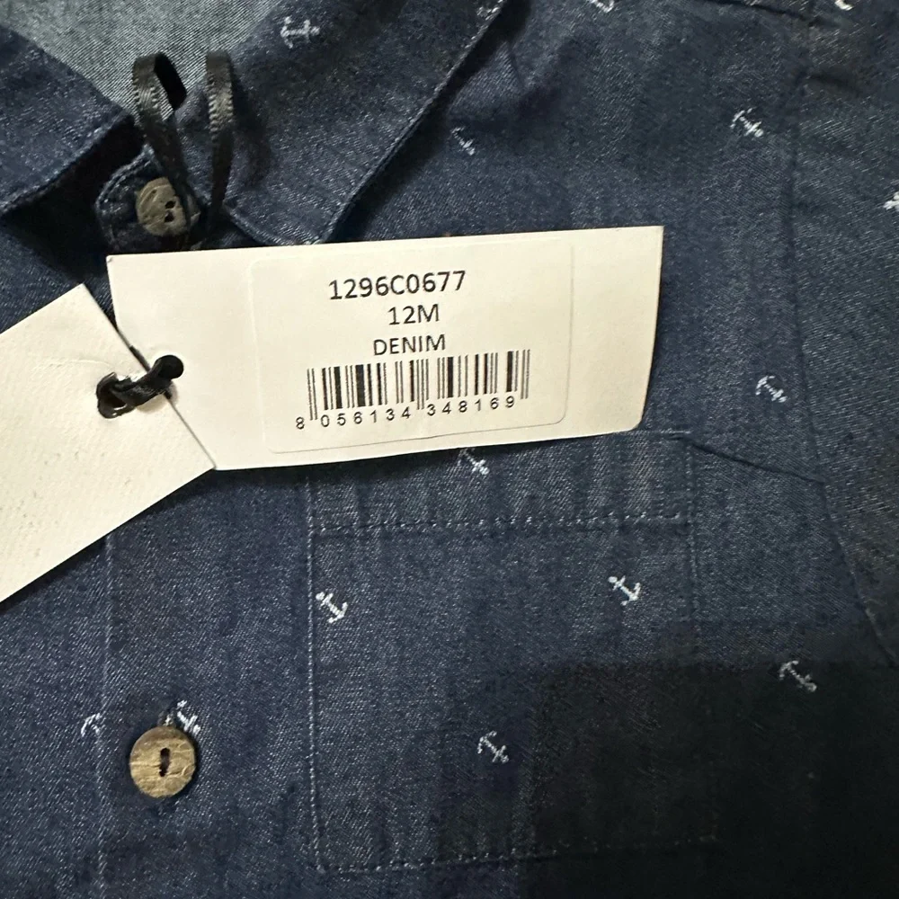 Daniele Alessandrini Blue Button Down Shirt Nautical Design nwt - Picture 3 of 7